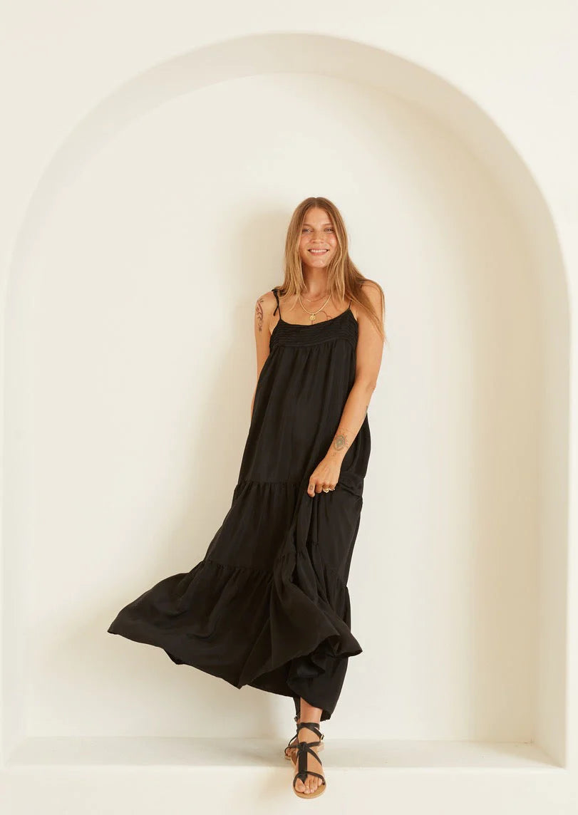 Melanie Dress in Black Silk