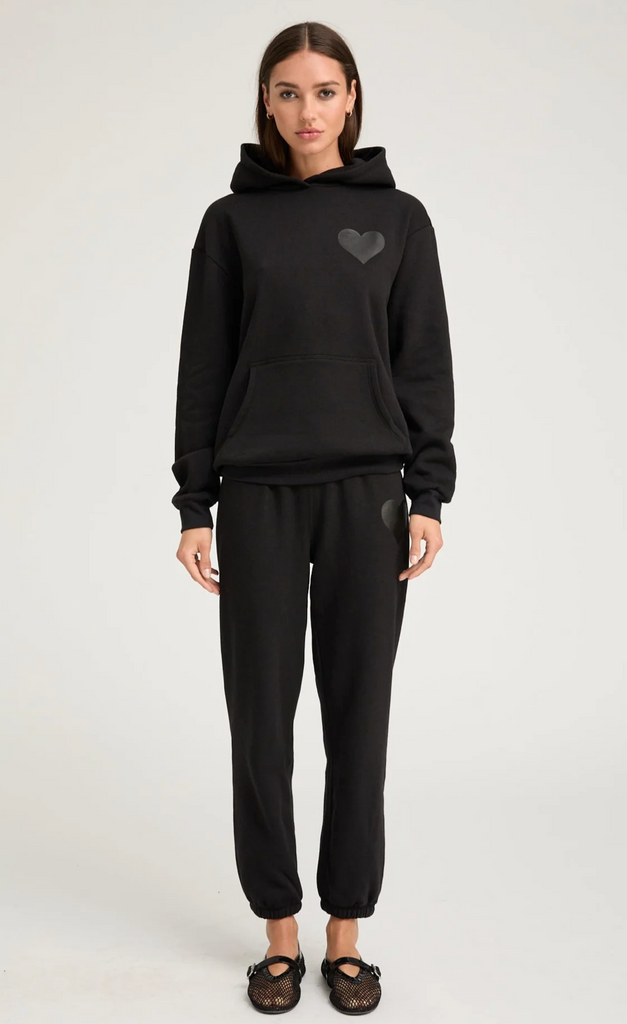 Black Glossy Heart Sweatpants