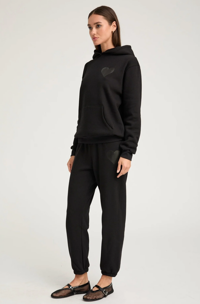 Black Glossy Heart Sweatpants