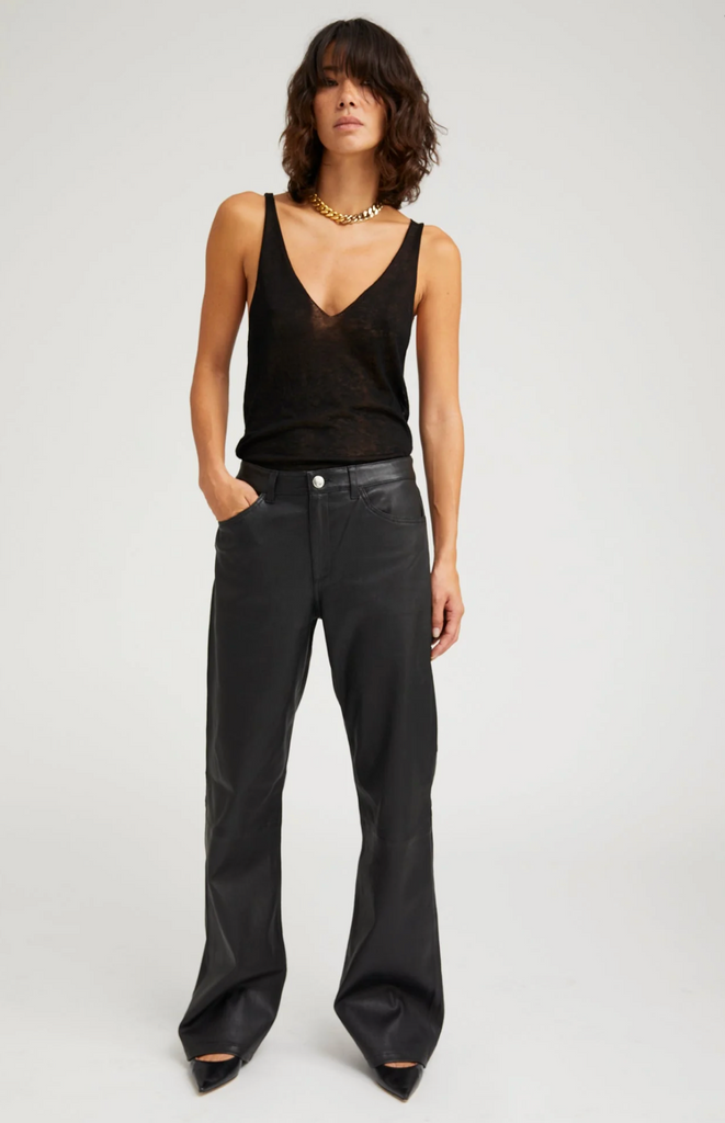 Black Leather Carpenter Pants