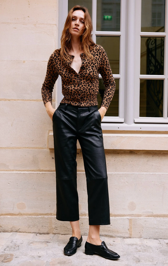 Black Leather Cropped Trousers
