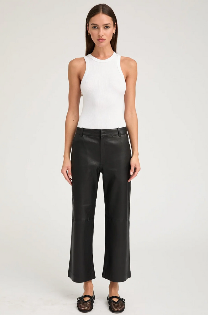 Black Leather Cropped Trousers