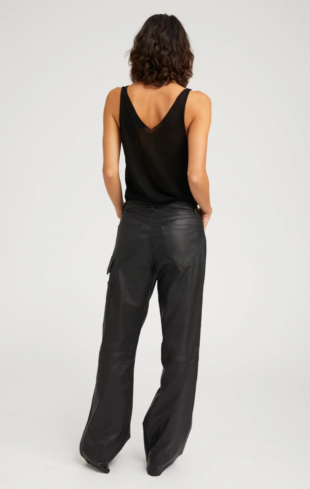 Leather Carpenter Pants in Black