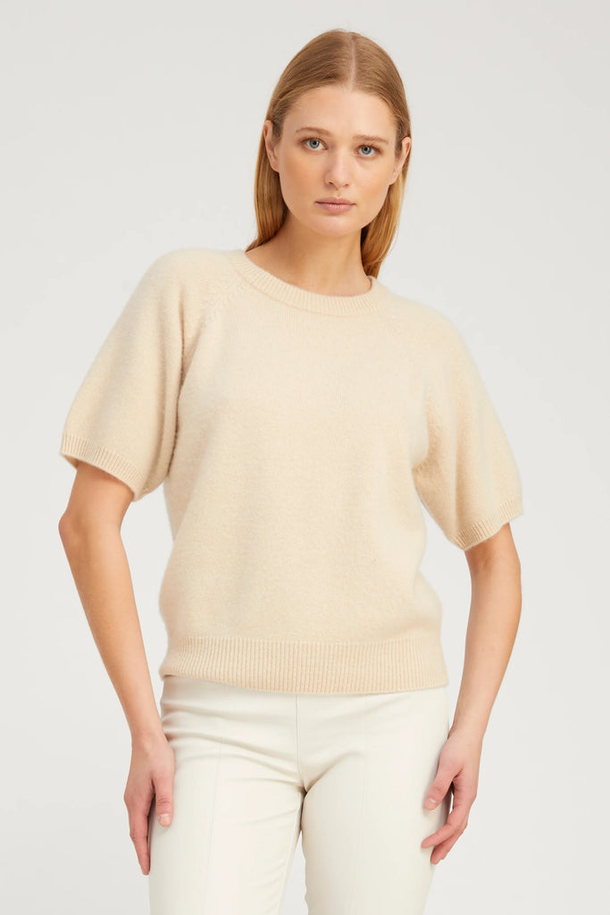 Oat Cashmere Short Sleeve Raglan Sweater