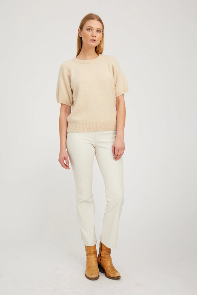 Oat Cashmere Short Sleeve Raglan Sweater