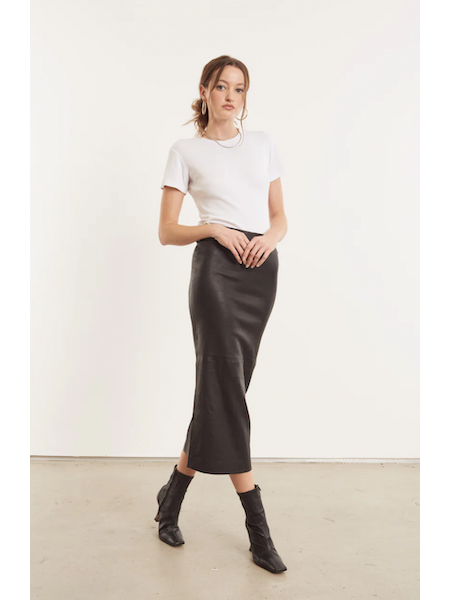 Black Leather Tube Skirt