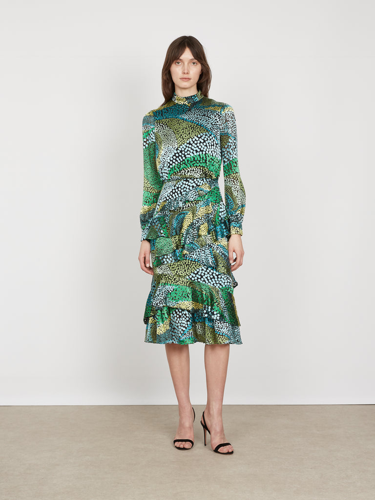 Isa Ruffle Dress in Jungle