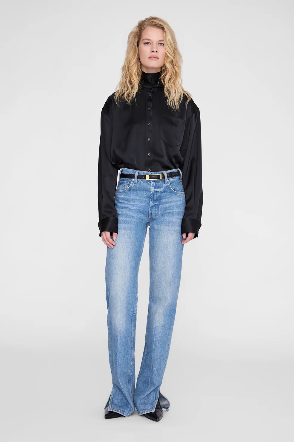 Scott Cropped Shirt in Black