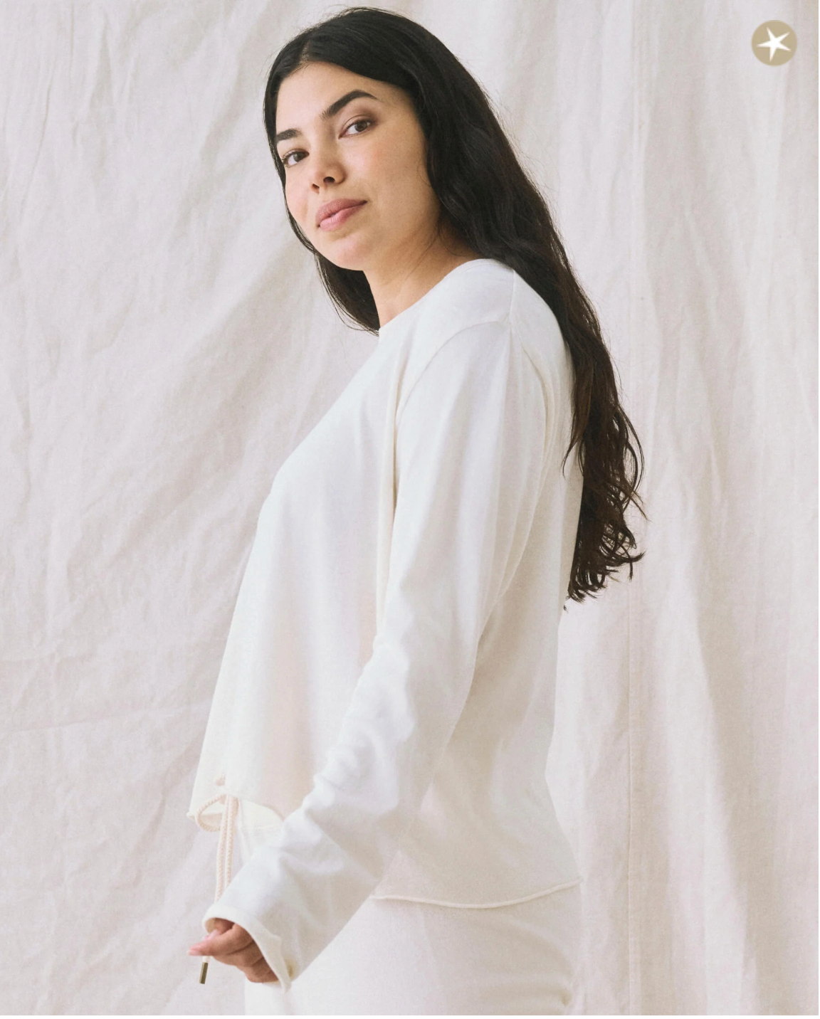 The Long Sleeve Crop Tee. Washed White