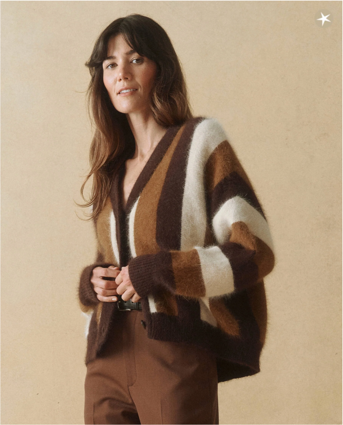 The Fluffy Slouch Cardigan. Hickory Stripe