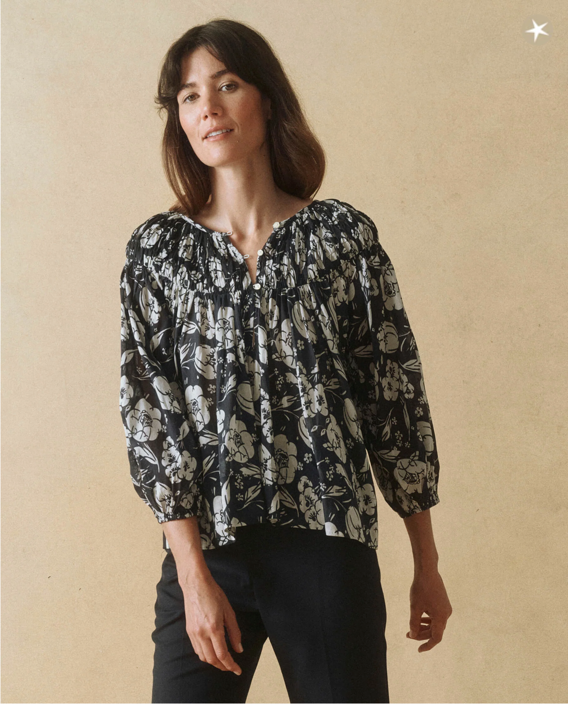 The Swift Top. Navy Whisper Floral