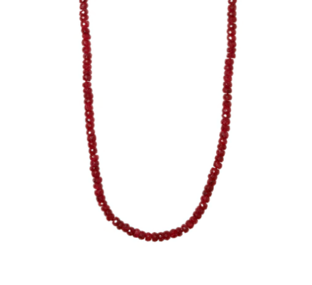 Ruby Faceted Beaded Necklace