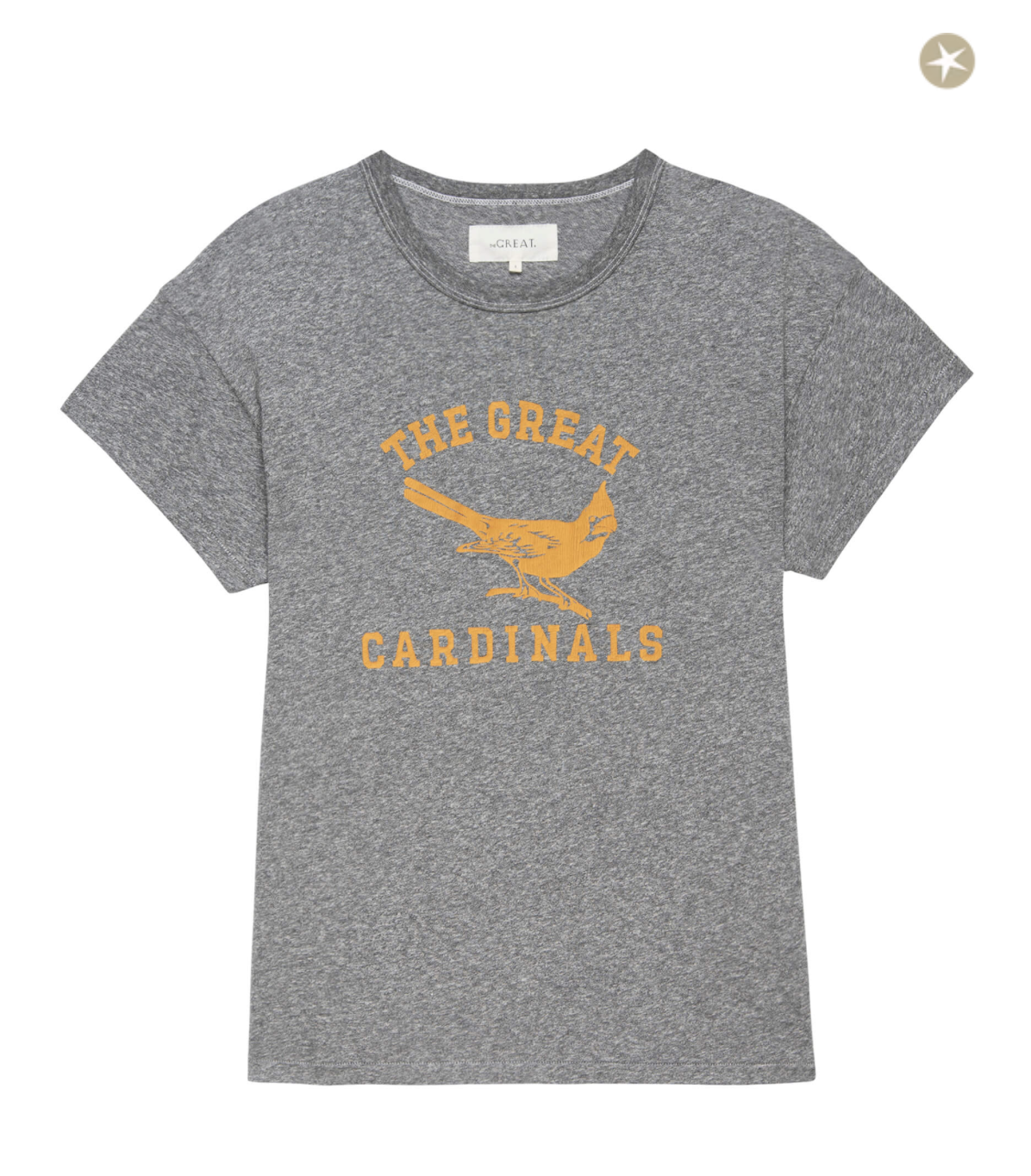 The Boxy Crew. Heather Grey with Perched Cardinal Graphic