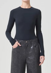 Aura Long Sleeve Bodysuit in Granite - l