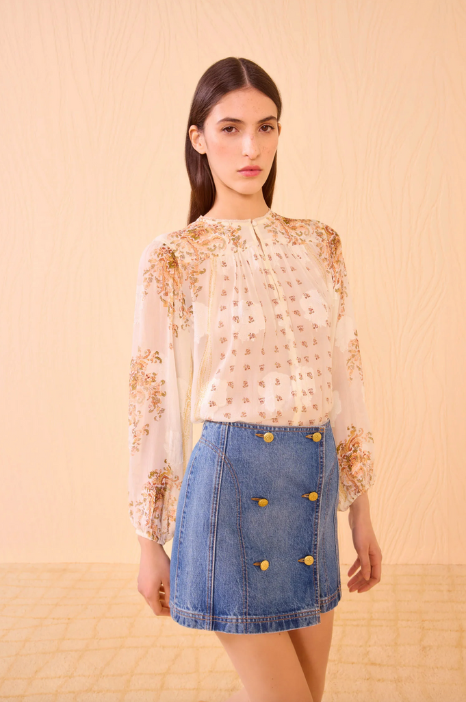 Aster Long Sleeve Blouse in Alabaster