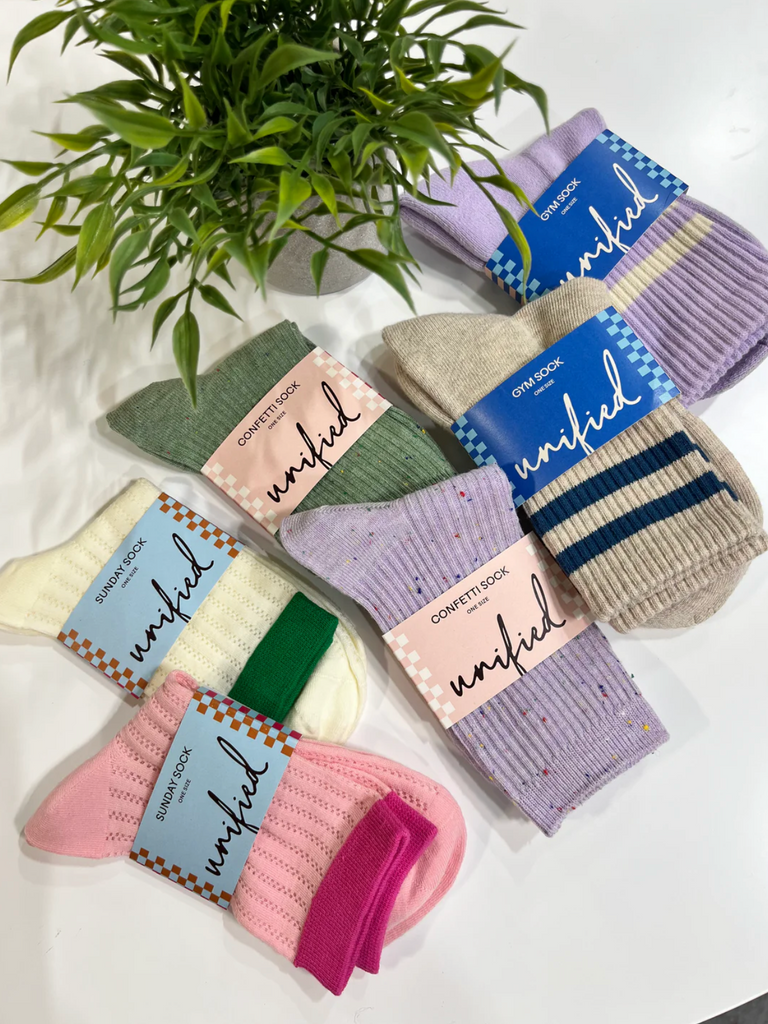Gym Socks in Oat Marine Stripe