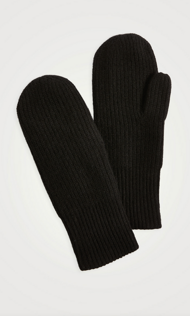 Cashmere Ribbed Mitten in Black