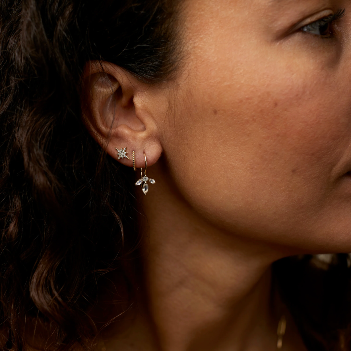 Moonstone Almond Blossom Wire Earrings