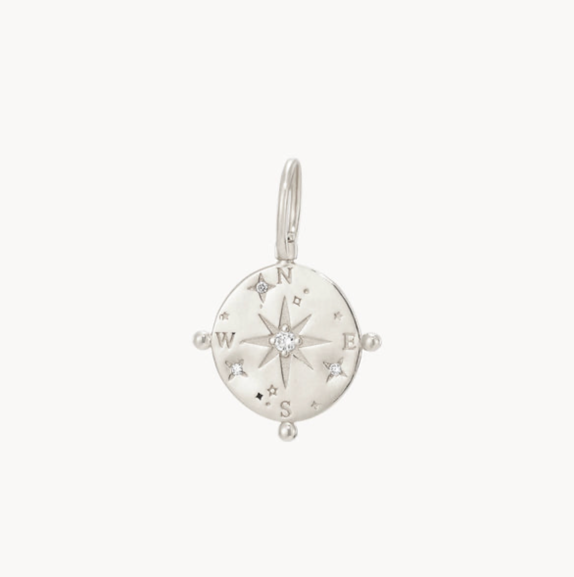 cosmic compass charm in sterling silver