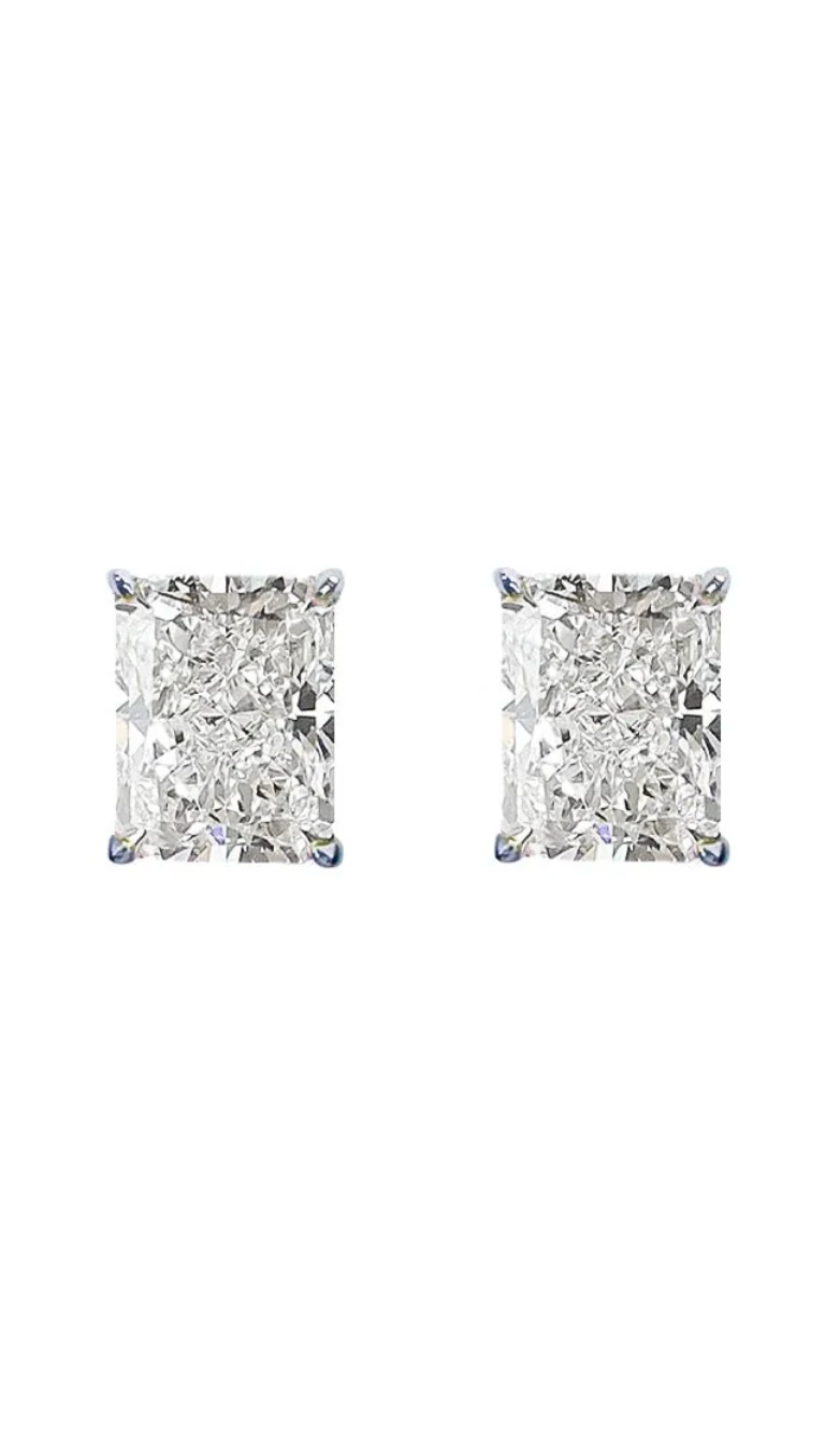 Crushed Ice Stud in White Rhodium and Clear Crystals