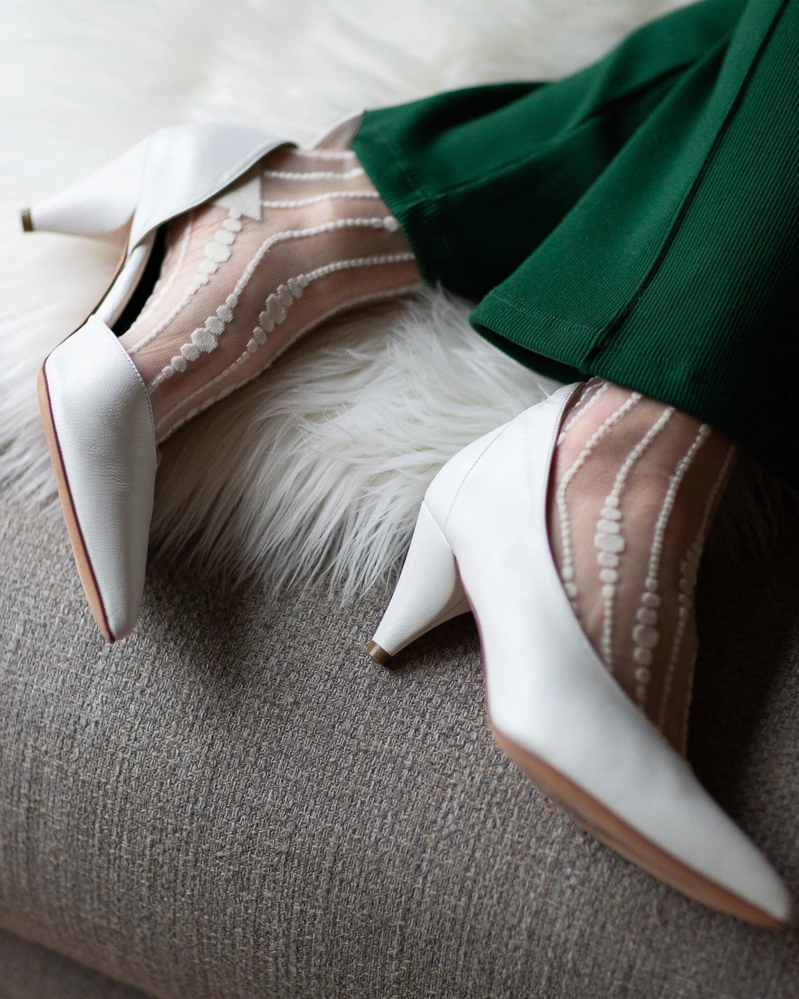 Sheer Bubble Socks in Ivory