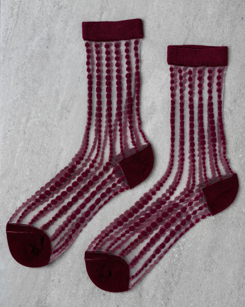 Sheer Bubble Socks in Merlot