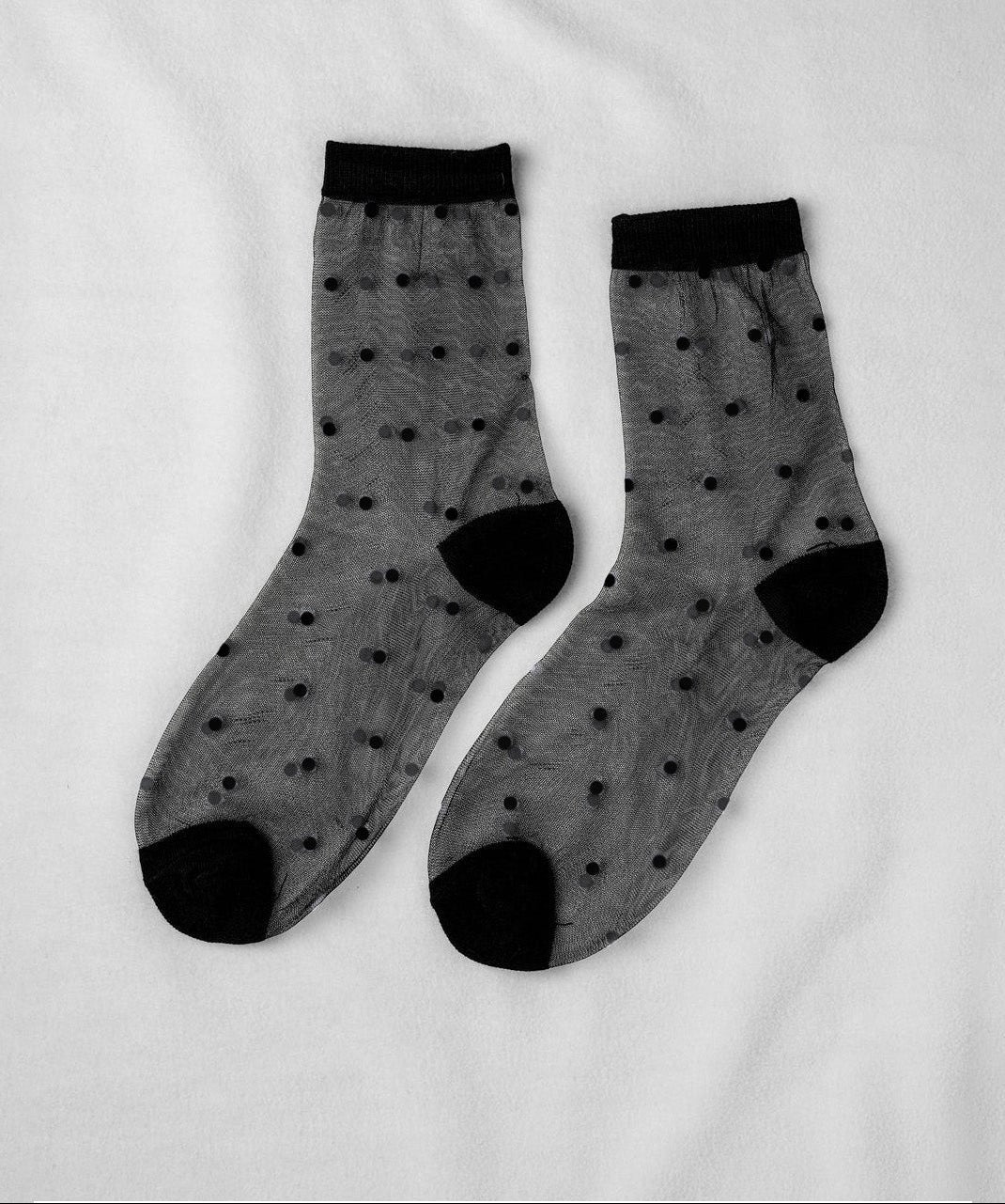 Sheer Dot Socks in Noir