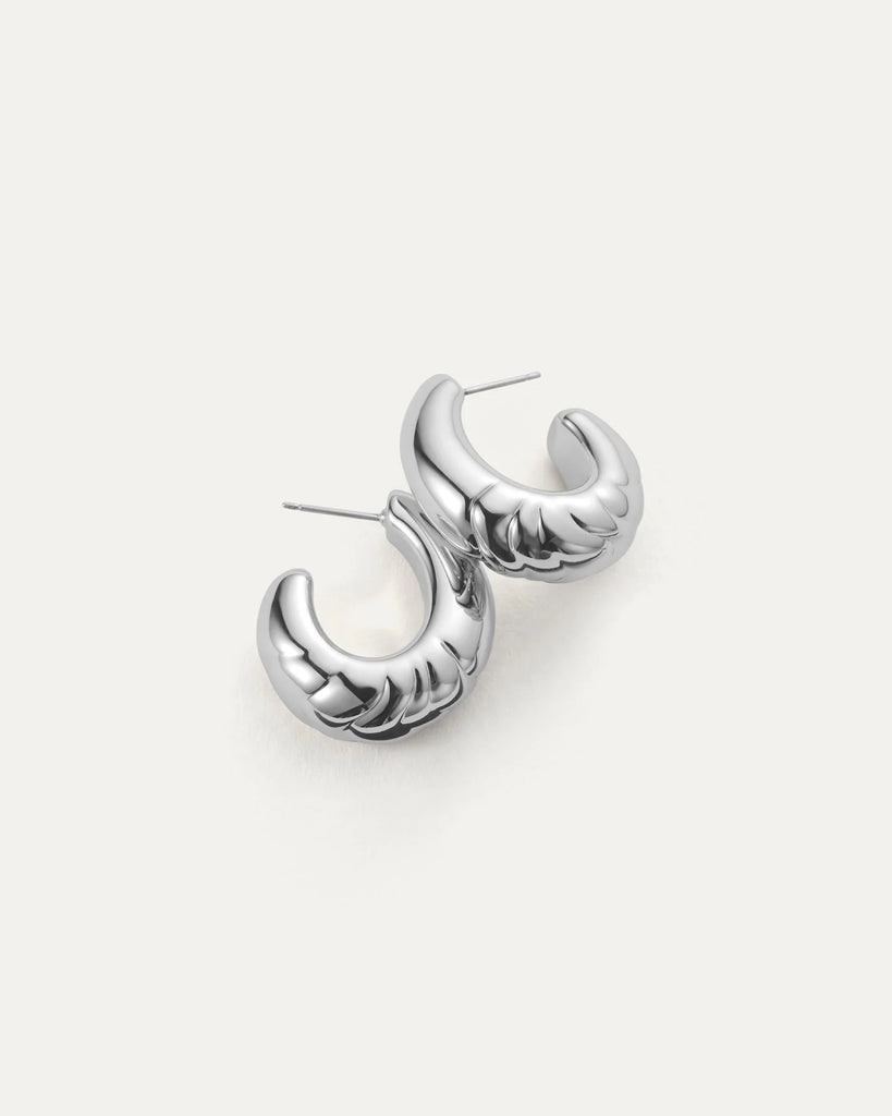 Slim Nelle Hoop Earrings in Silver