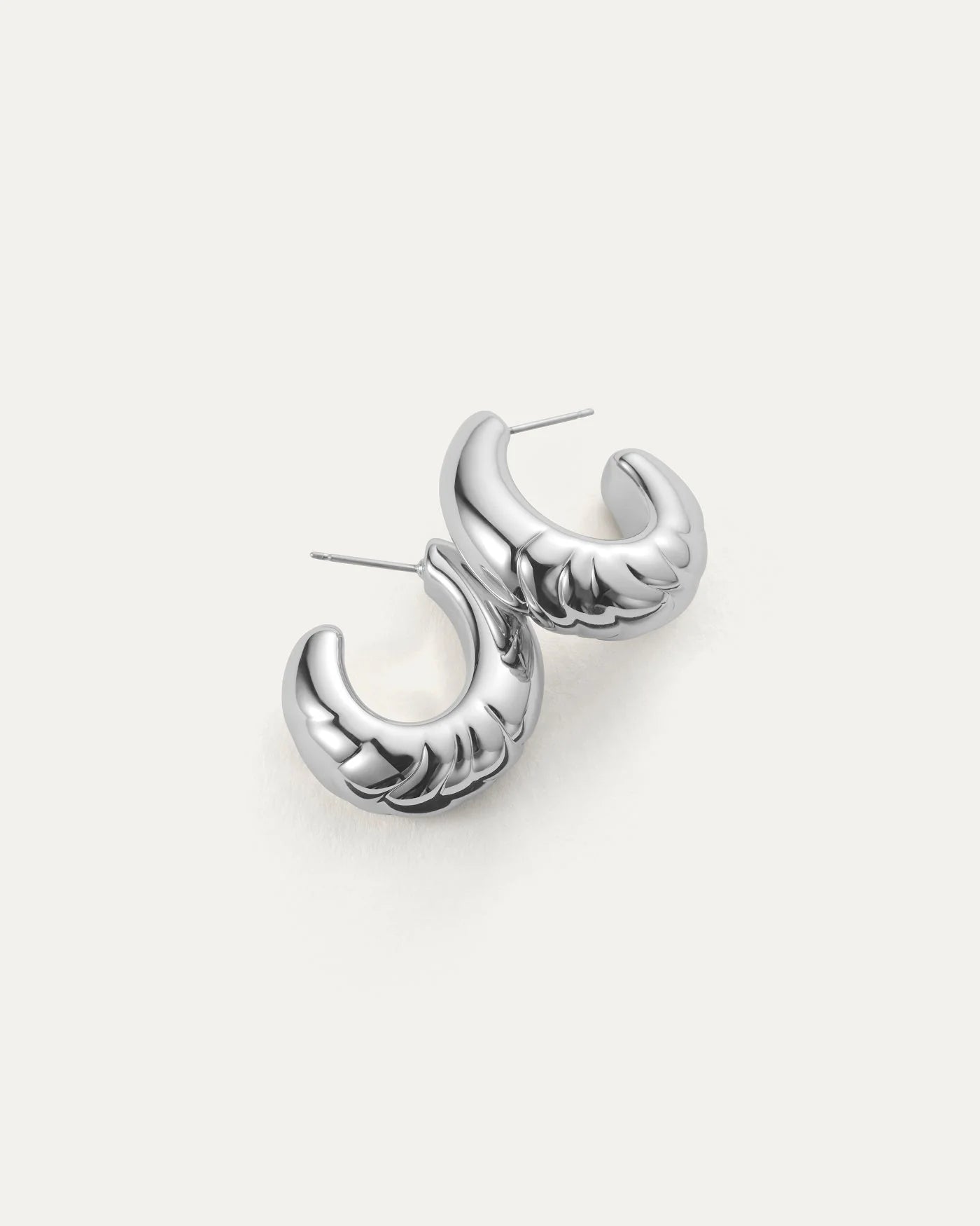 Slim Nelle Hoop Earrings in Silver