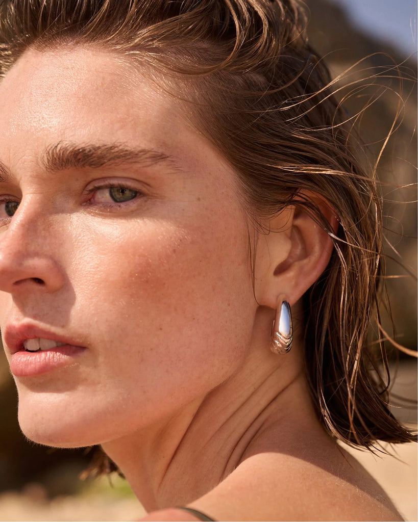 Slim Nelle Hoop Earrings in Silver