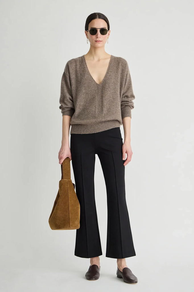 Softest Silk Cashmere V-Neck in Hazelnut