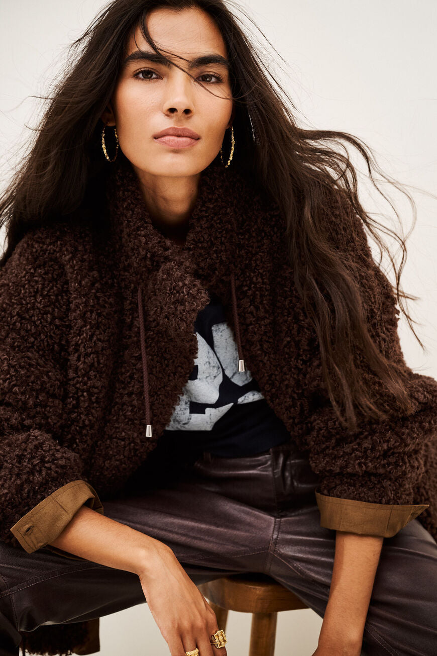 Sonjo Cropped Coat. Cacao