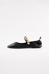 Flamenca Black Leather Ballerina - 39