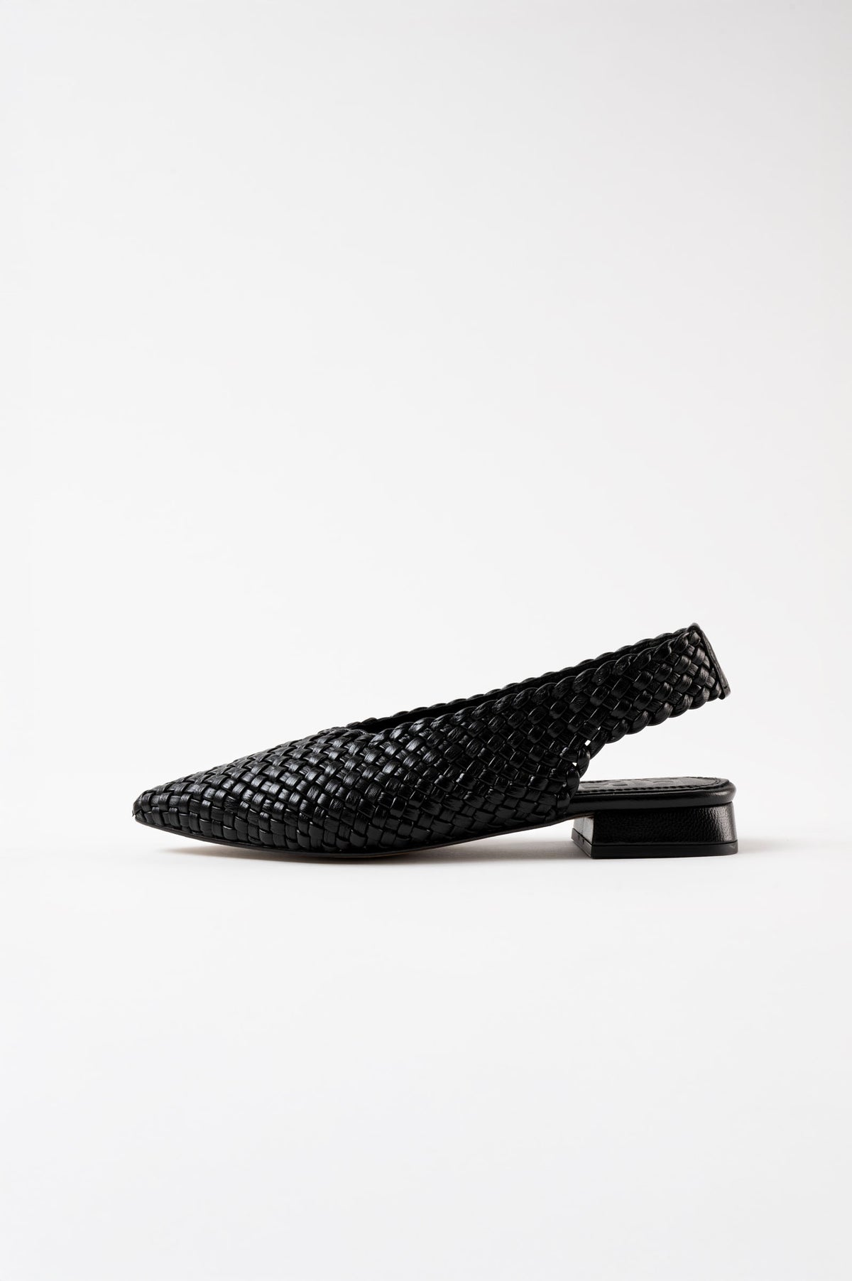 Soledad Black Woven Leather Flat Shoes