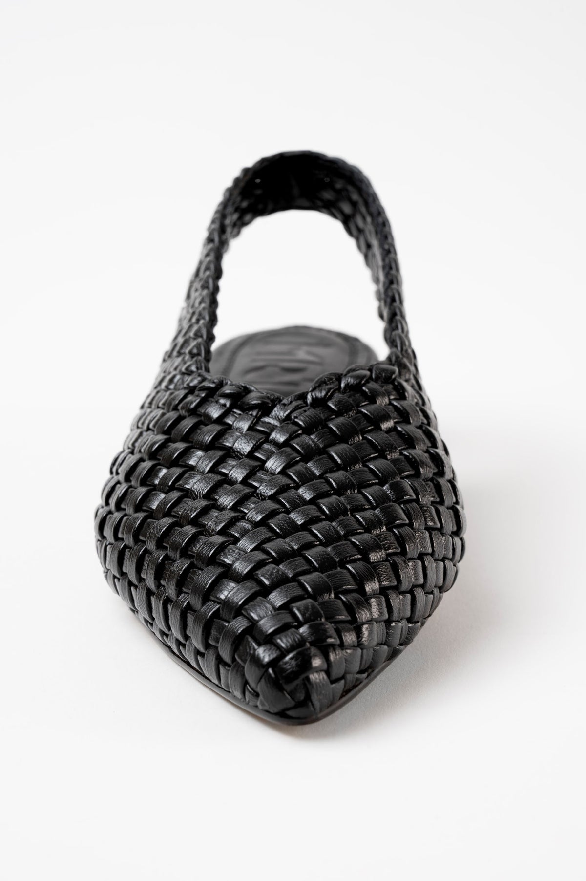 Soledad Black Woven Leather Flat Shoes