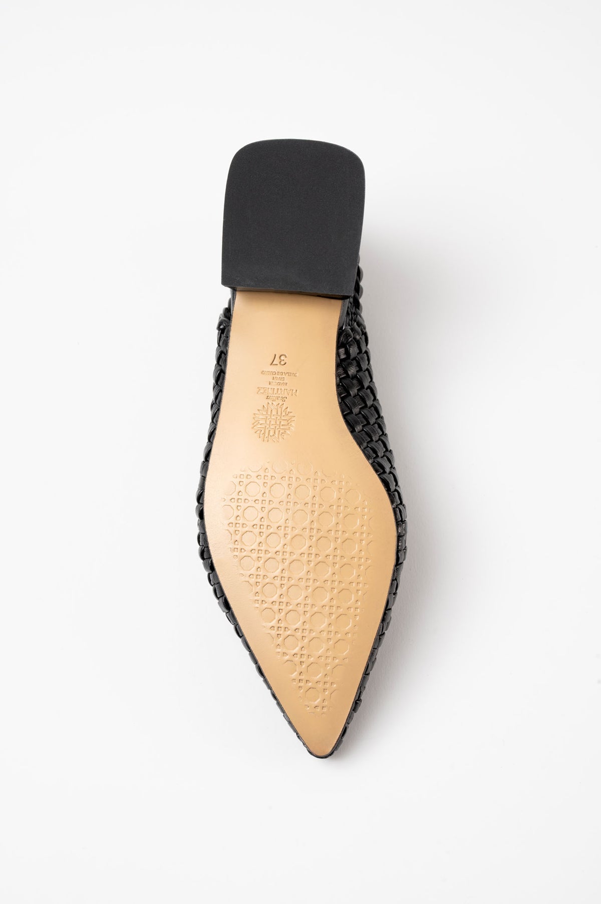 Soledad Black Woven Leather Flat Shoes