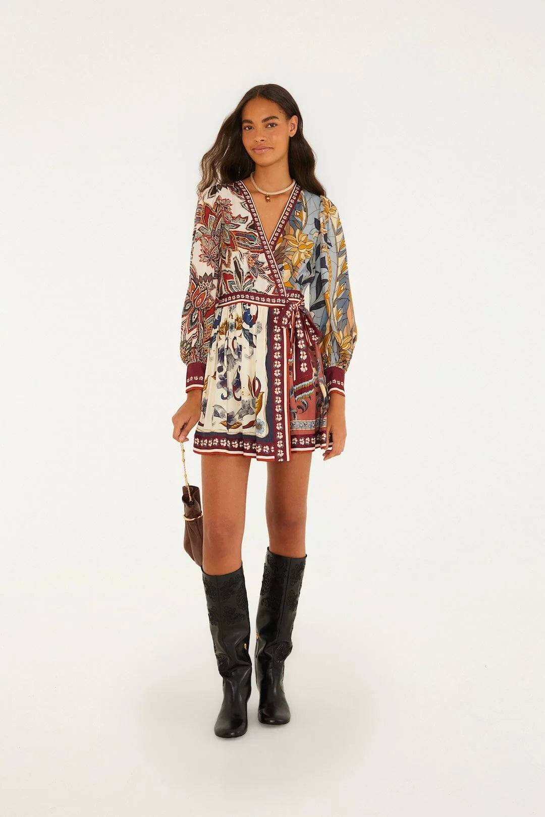 Stained Glass Beauty Mixed Scarves Tassels Mini Dress