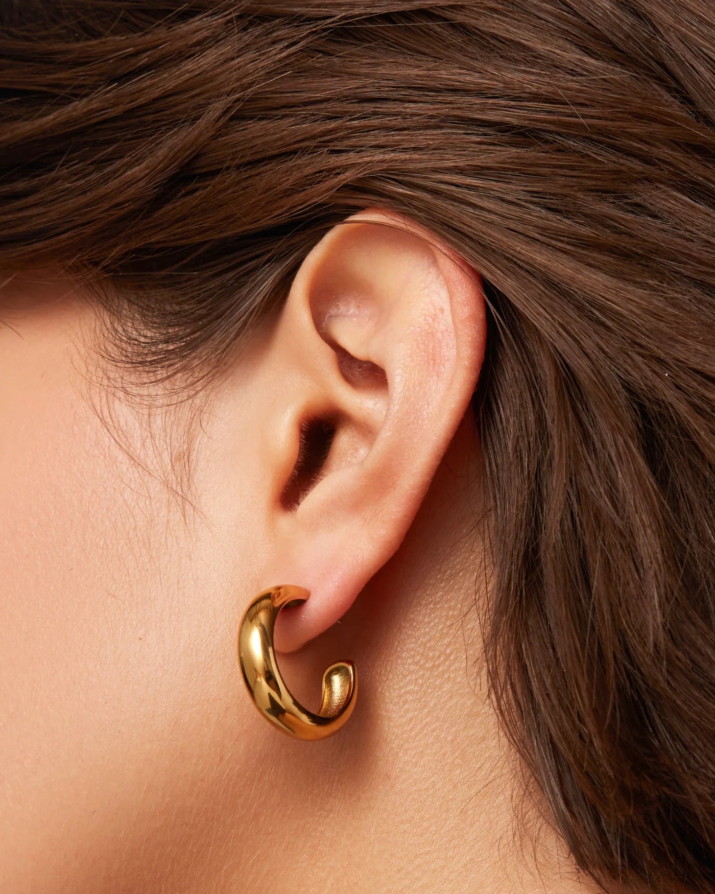 Staple Hoop Earrings Medium in Gold