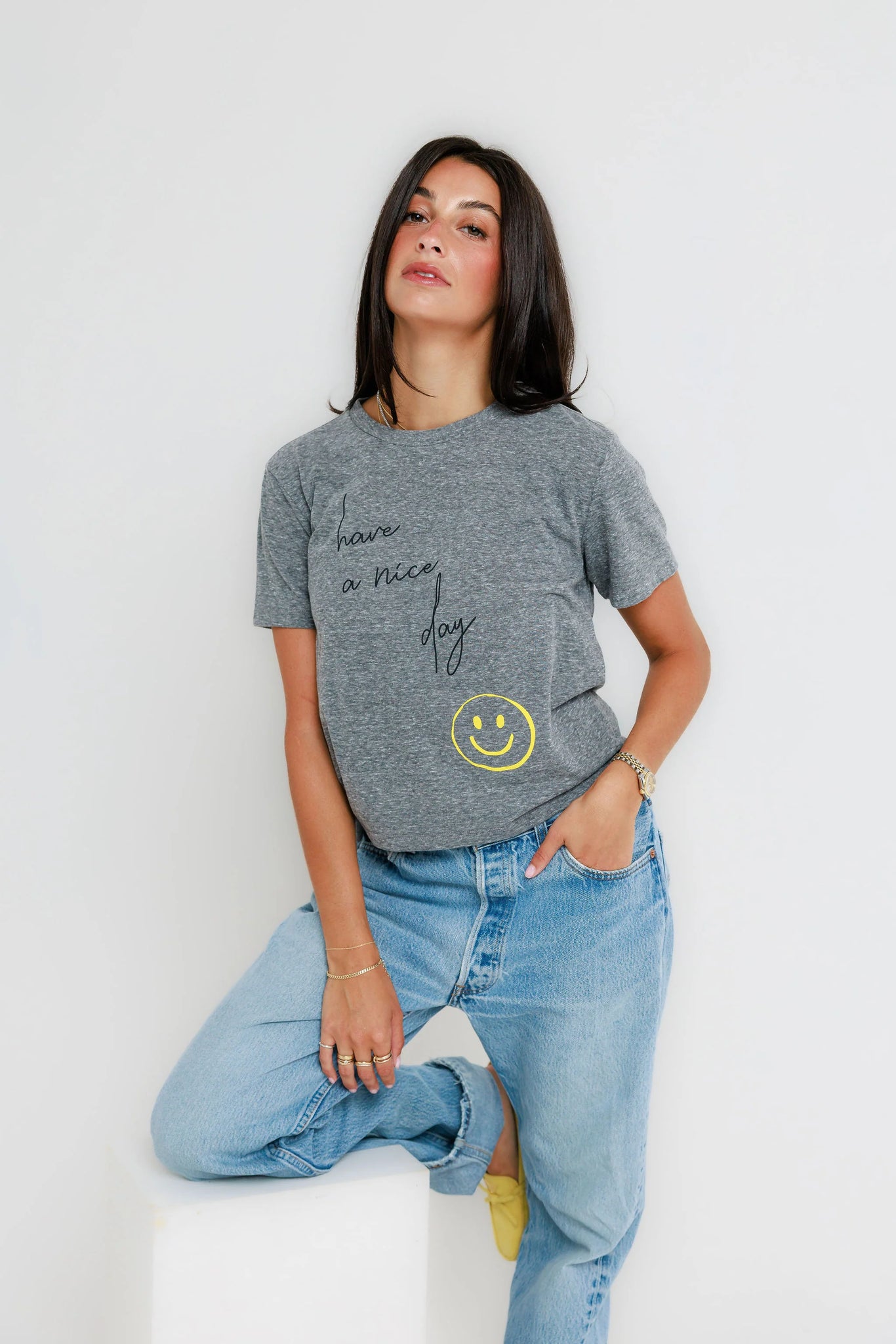 Have a Nice Day Everyday Tee in Heather Grey