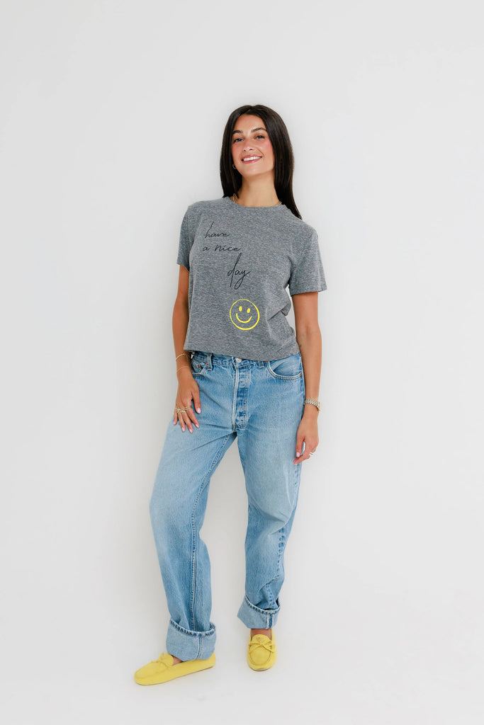 Have a Nice Day Everyday Tee in Heather Grey