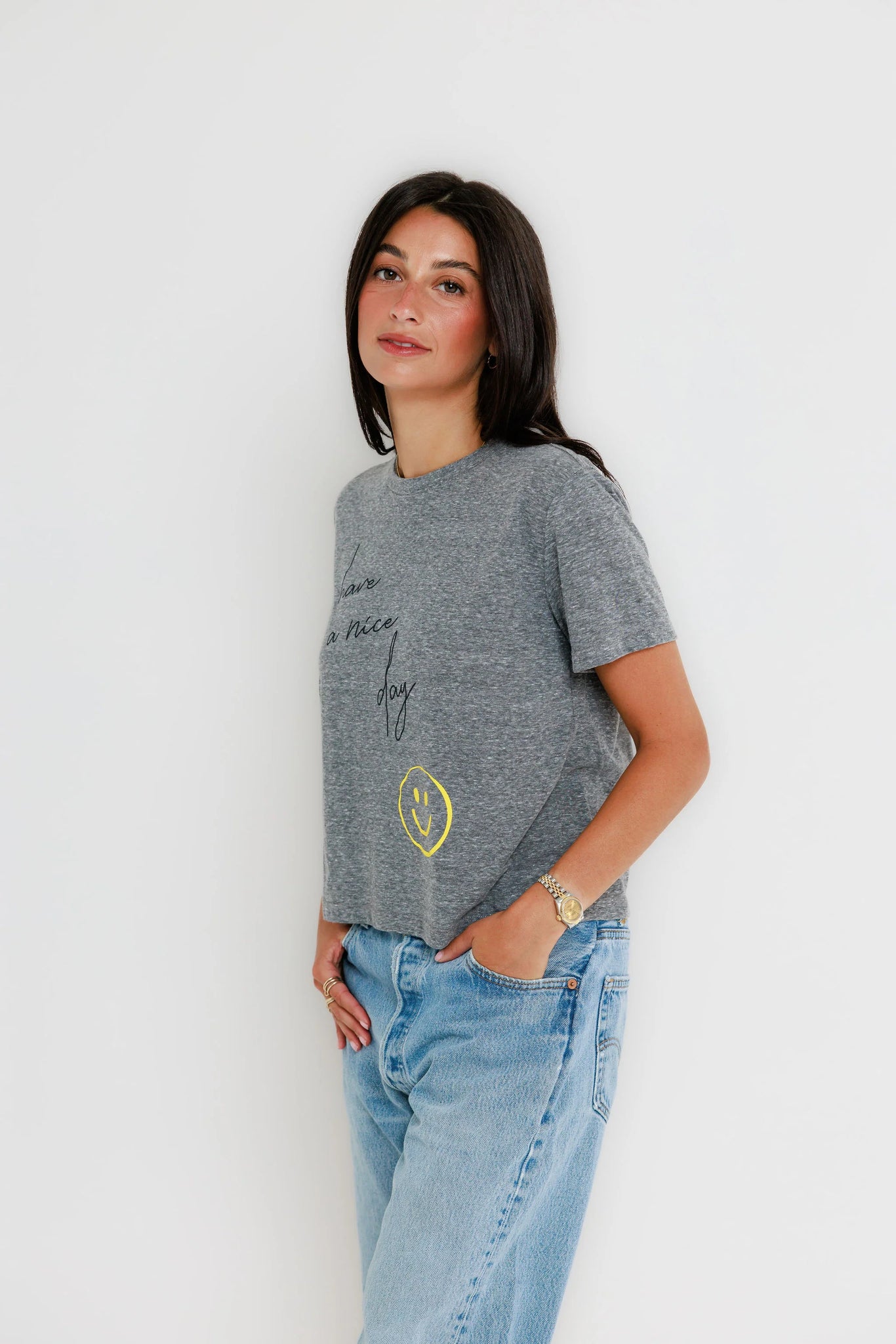 Have a Nice Day Everyday Tee in Heather Grey