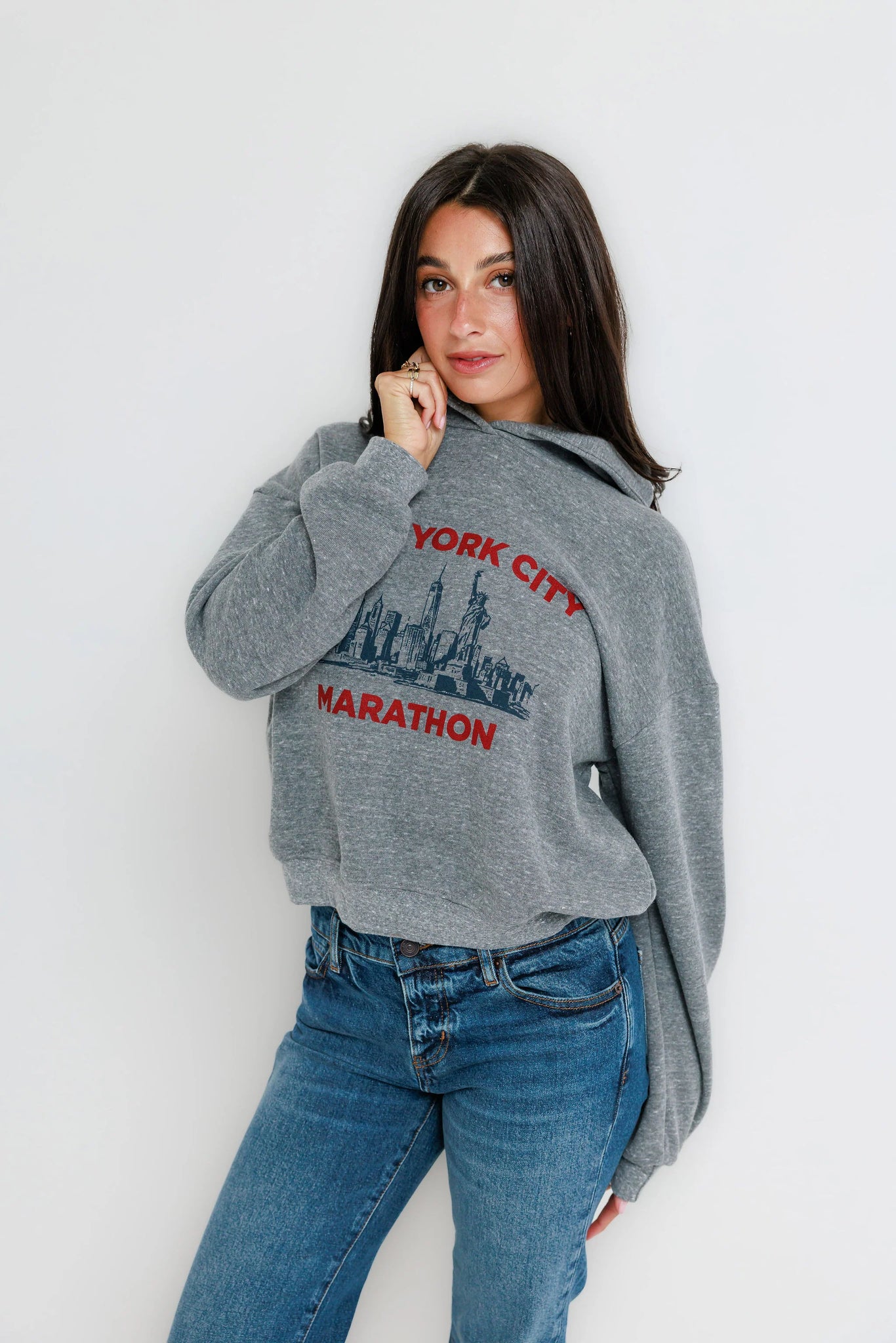 New York Marathon Classic Hoodie in Heather Grey