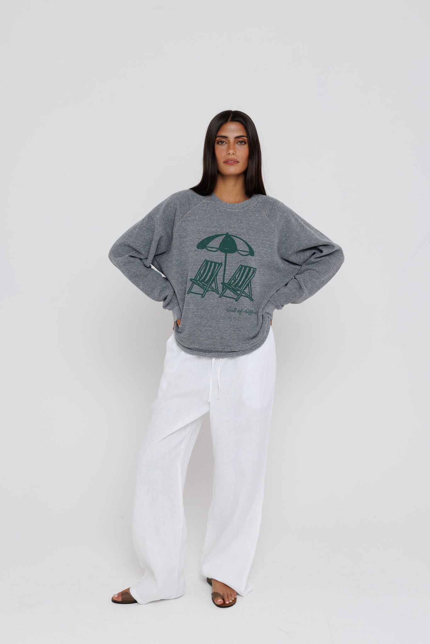 Out of Office Raglan Sweatshirt in Heather Grey