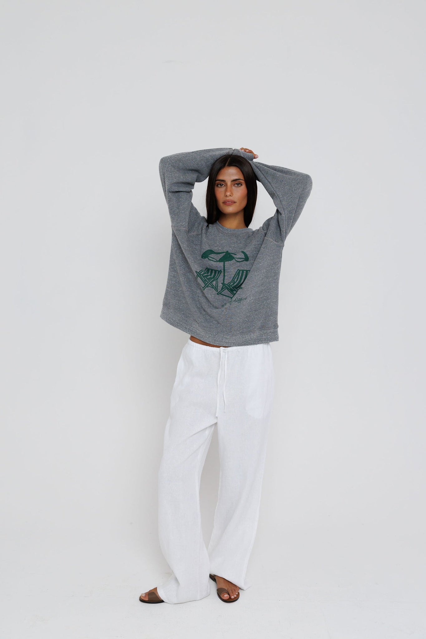 Out of Office Raglan Sweatshirt in Heather Grey