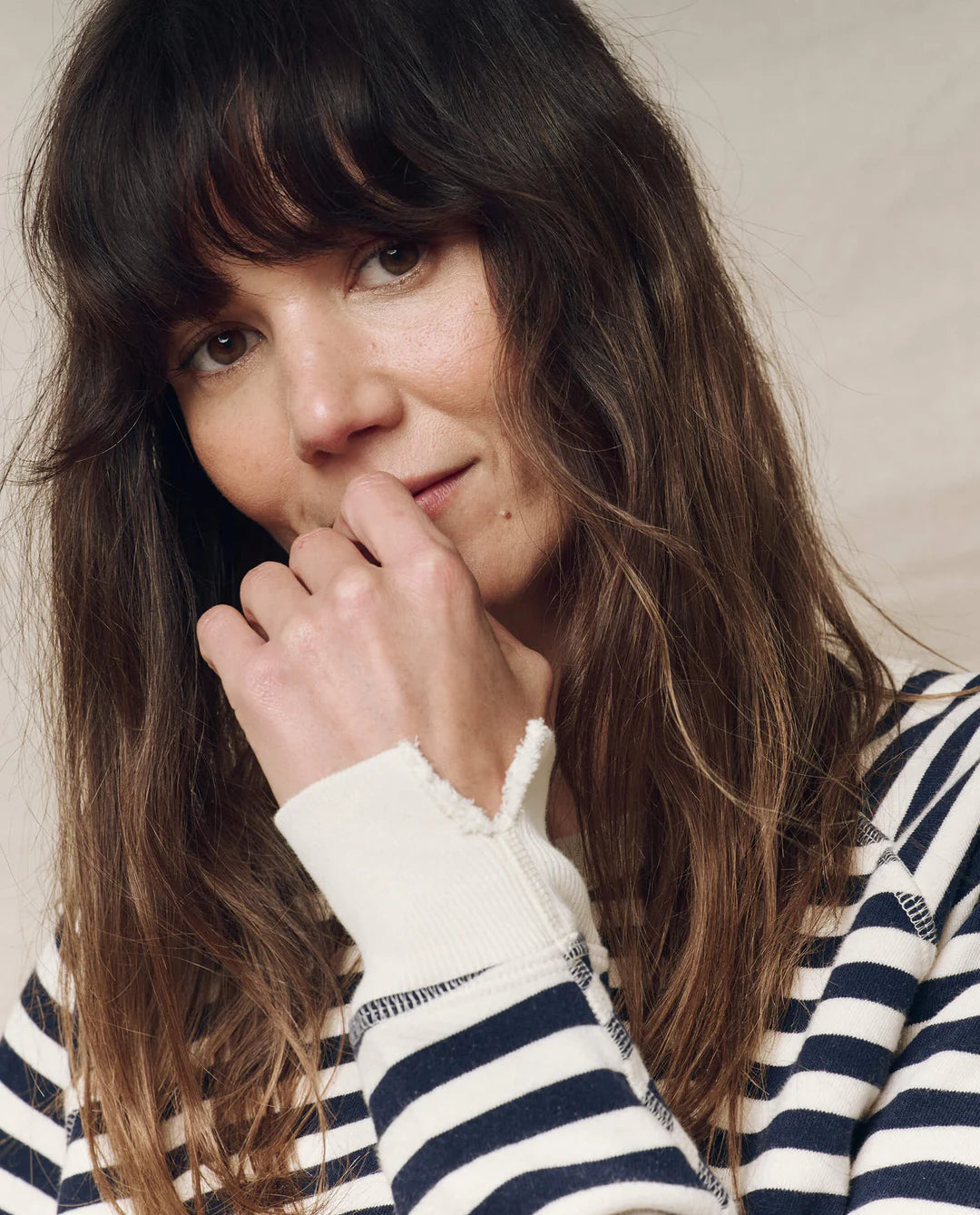 The College Sweatshirt. Navy Sailor Stripe