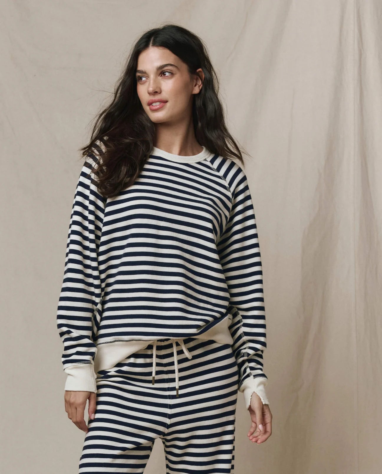 The College Sweatshirt. Navy Sailor Stripe