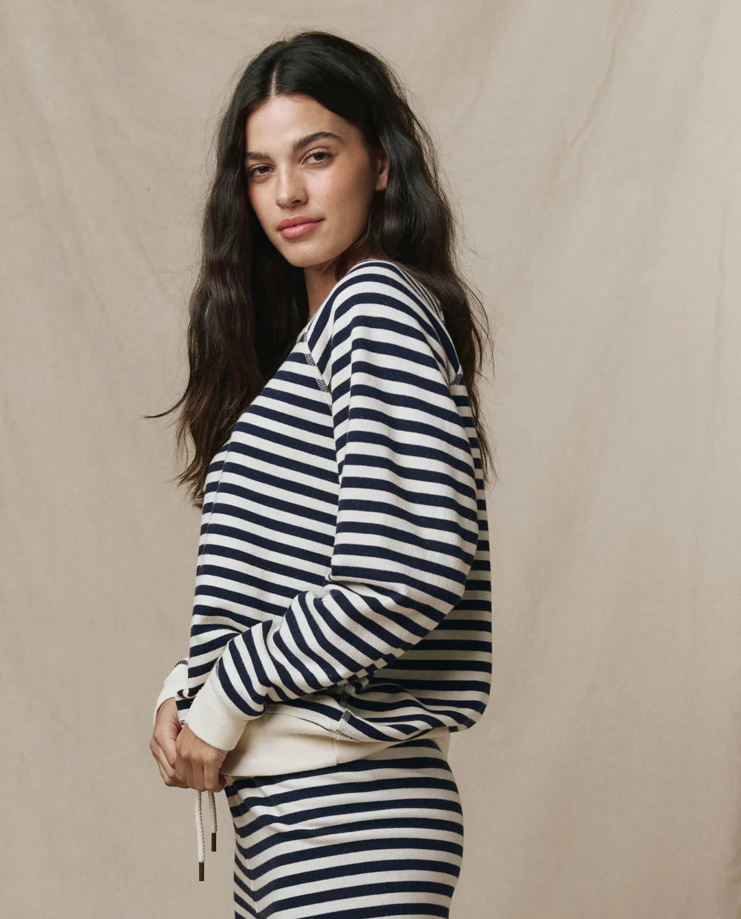 The College Sweatshirt. Navy Sailor Stripe