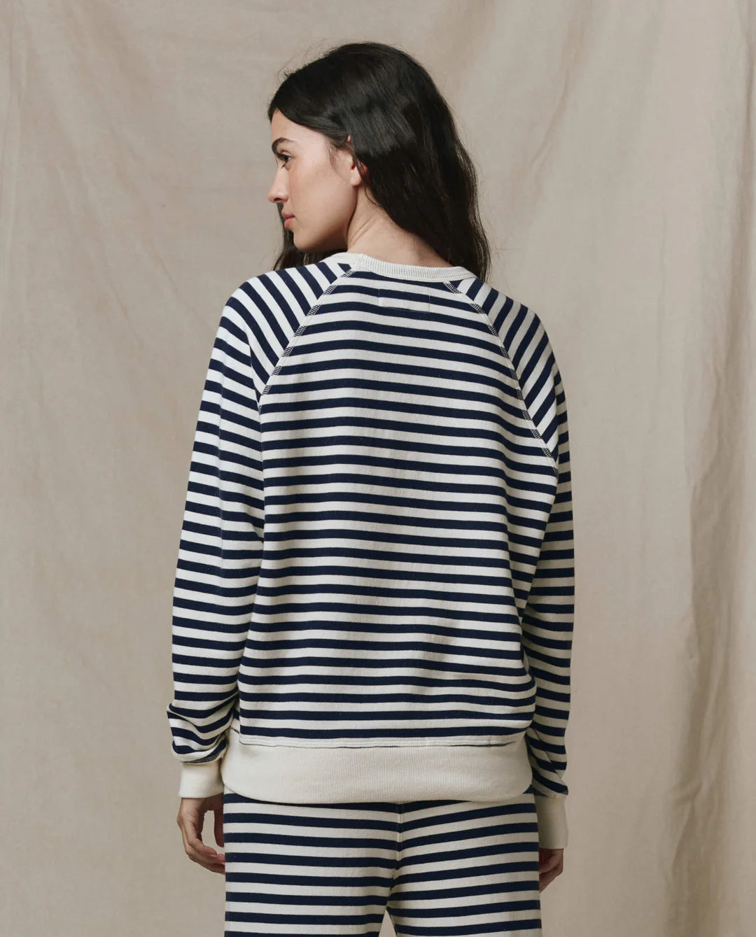 The College Sweatshirt. Navy Sailor Stripe