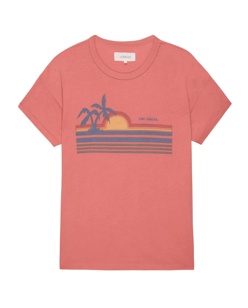 The Boxy Crew with Sunset Graphic. Coral