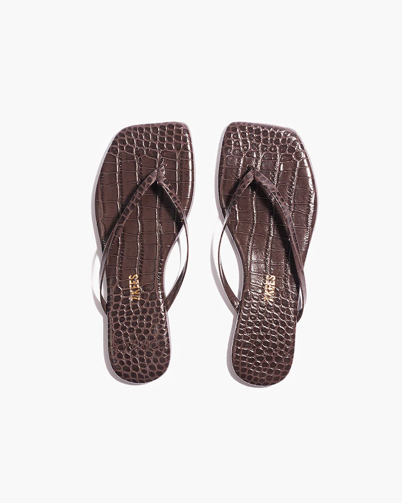 Square Toe Lily Croc in Carob